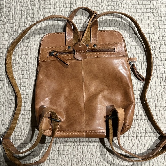Spikes and Sparrow tan leather backpack. - Picture 2 of 3